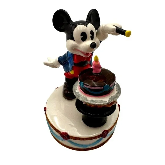 VTG Schmid Mickey Mouse Disney Birthday Cake Music Figurine Collectible 1978 NWT - Picture 1 of 11